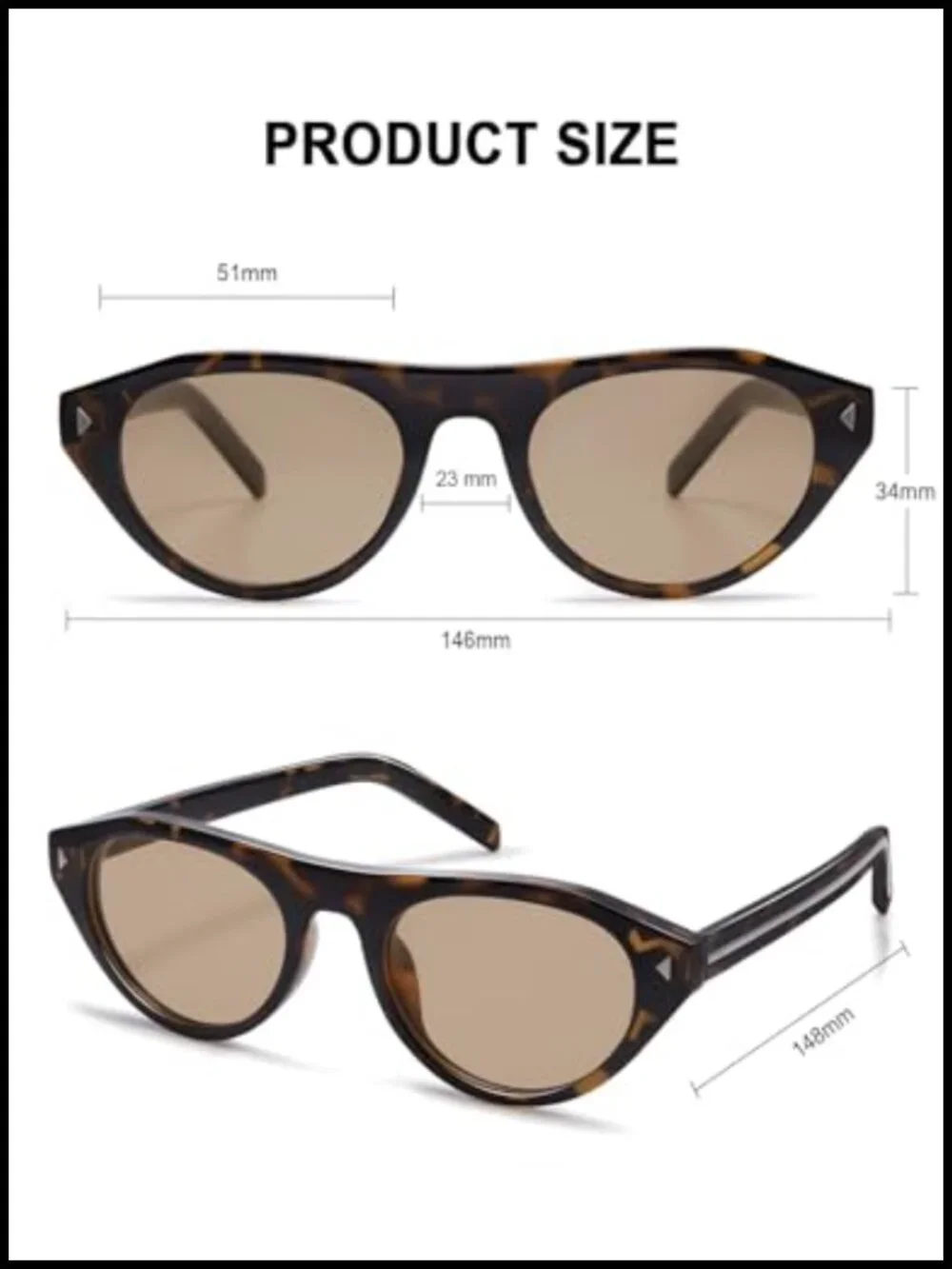 Retro Cat Eye Sunglasses UV400 Protection Narrow Oval Vintage Style